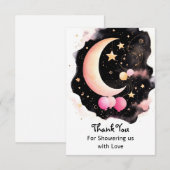 Celestial Baby Meisje Douche: Maan & Sterren Verru Bedankkaart (Voorkant / Achterkant)