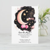 Celestial Baby Meisje Douche: Maan & Sterren Verru Kaart (Staand voorkant)