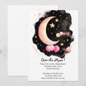 Celestial Baby Meisje Douche: Maan & Sterren Verru Kaart (Voorkant / Achterkant)