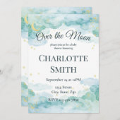 Celestial Baby Shower Invitation | Watercolor Moon Kaart (Voorkant / Achterkant)