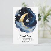 Celestial Baby shower Moon & Stars Waterverf Bedankkaart (Staand voorkant)