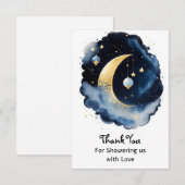 Celestial Baby shower Moon & Stars Waterverf Bedankkaart (Voorkant / Achterkant)