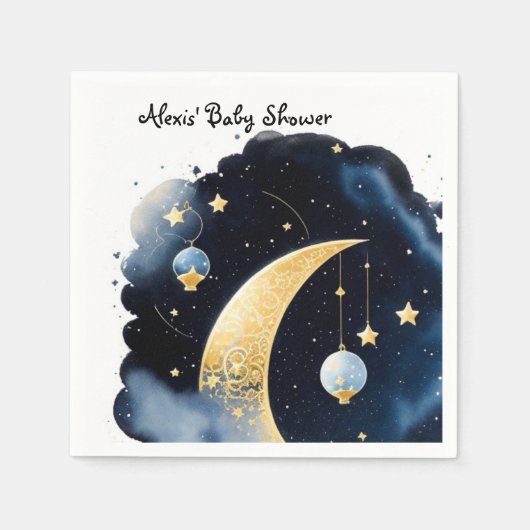 Celestial Baby shower Moon & Stars Waterverf Servet (Voorkant)