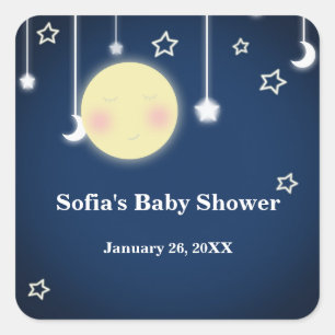 Celestial Baby shower Party Moon Stars Stickers