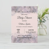 Celestial Baby shower Roze Waterverf Baby Meisje Kaart (Staand voorkant)