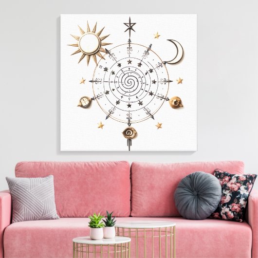 Celestial Balance Mandala Stretched Canvas Print (Insitu (Woonkamer))