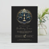 Celestial Balance Symbol Cosmic Black Gold Libra Kaart (Staand voorkant)