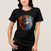 Celestial Balance Wolf – Fire and Ice Tri-Blend Shirt (Voorkant)