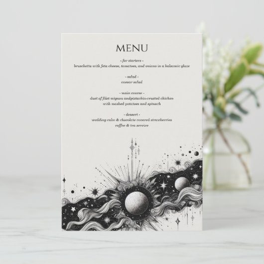 Celestial Band Bruiloft Menu (Staand voorkant)