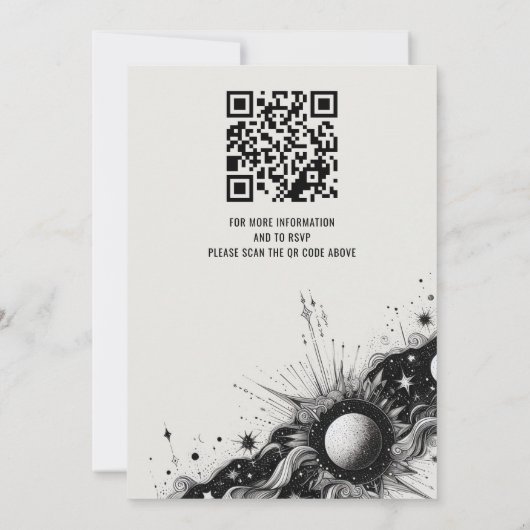 Celestial Band Bruiloft Uitnodiging met QR Code (Achterkant)