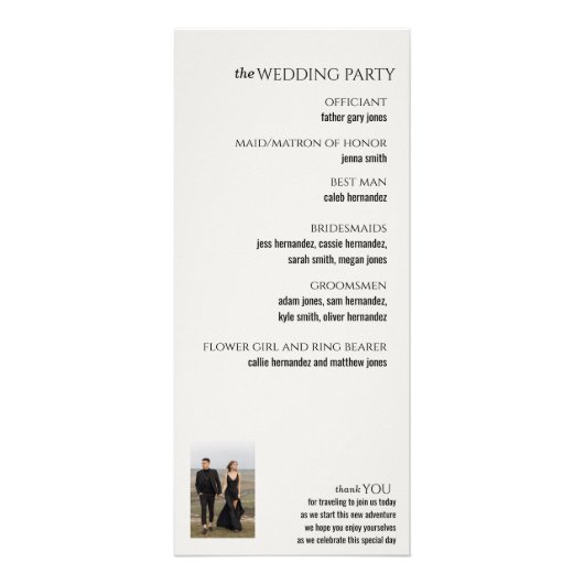 Celestial Band Trouwprogramma Reclamekaart (Achterkant)