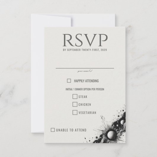 Celestial Band Voedselkeuzes RSVP Kaartje (Voorkant)