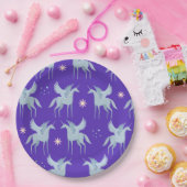 Celestial Beauty Blue Pegasus op Paarse achtergron Papieren Bordje (Feest)