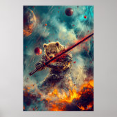 Celestial Beer Warrior - Cosmic Samurai Guardian Poster (Voorkant)