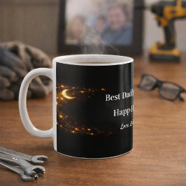Celestial Best Dad Mug Black Gold Keepsake Gift Koffiemok