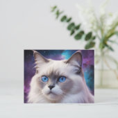 Celestial Birman Cat Portrait Briefkaart (Staand voorkant)