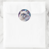 Celestial Birman Cat Portrait Ronde Sticker (Tas)