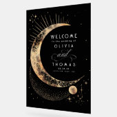 Celestial Black and Gold Wedding Welkom Acryl Bord (Hoek)