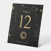 Celestial Black Arch Mystiek Tafelnummer Reclamebord Met Voetstuk (Voorkant)