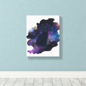 Celestial Black Cat Mystical Spirit Animal Cosmic Canvas Afdruk (Insitu (Houten vloer))