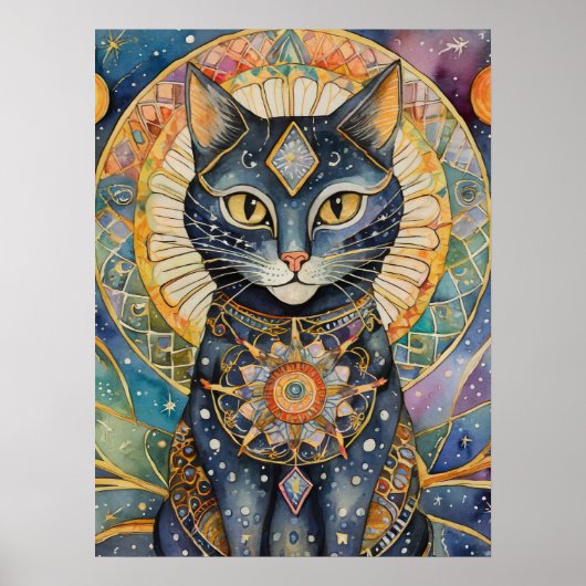 Celestial Black Cat SRT Kosmische Kat Magic Spirit Poster (Voorkant)