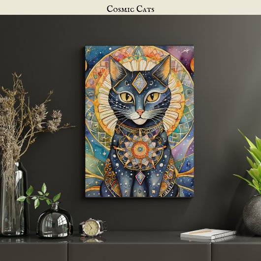 Celestial Black Cat SRT Kosmische Kat Magic Spirit Poster