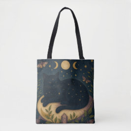 Celestial Black Cat Tote Bag