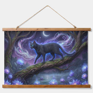 Celestial Black Cat Wall Tapestry - Magical Moon & Hangend Wandkleed