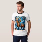 Celestial Black Cowboy Western Art Tshirt (Voorkant volledig)