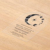 Celestial Black Crescent Moon Phases Wedding Acryl Uitnodigingen (Laagn)