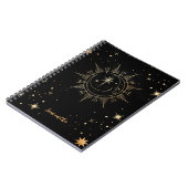 Celestial Black en Faux Gold Moon Sun Name Notitieboek (Linkerzijde)