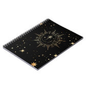 Celestial Black en Faux Gold Moon Sun Stars Notitieboek (Linkerzijde)