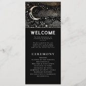 Celestial Black en Gold Wedding Programma's (Voorkant)
