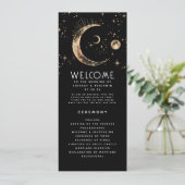 Celestial Black en Gold Wedding Programma's (Staand voorkant)