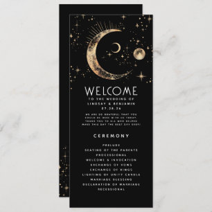 Celestial Black en Gold Wedding Programma's