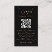 Celestial Black Gold Budget QR Code RSVP Foto Informatiekaartje (Voorkant)