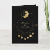 Celestial Black Gold Crescent Moon Phases Wedding (Voorkant)