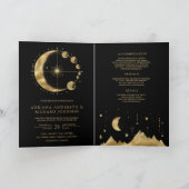 Celestial Black Gold Crescent Moon Phases Wedding (Binnen)