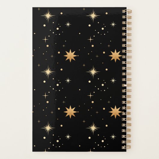 Celestial Black Gold Hummingbird Moon Name Year Planner (Achterkant)
