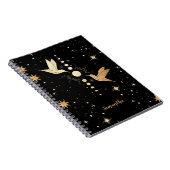 Celestial Black Gold Hummingbird Moon Phases Name Notitieboek (Rechterzijde)