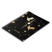 Celestial Black Gold Hummingbird Moon Phases Name Notitieboek (Linkerzijde)