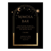 Celestial Black Gold Mimosa Bar Sun Moon Stars Perfect Poster (Voorkant)