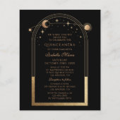 Celestial Black Gold QR Code Quinceañera Flyer (Voorkant)