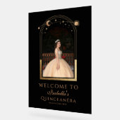 Celestial Black Gold Quinceañera Verjaardag Welkom Acryl Bord (Hoek)