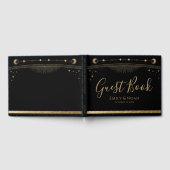 Celestial Black Gold Sun Moon Stars Wedding  Gastenboek (Volledig)
