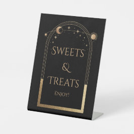 Celestial Black Gold Verjaardag snoep en lekkernij Reclamebord Met Voetstuk