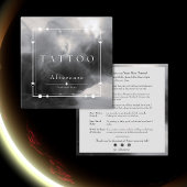 Celestial Black Ink Tattoo Nazorg Instructies Vierkante Visitekaartje