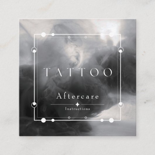 Celestial Black Ink Tattoo Nazorg Instructies Vierkante Visitekaartje (Voorkant)