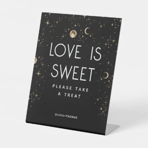 Celestial Black Love is een mooie bruiloft Reclamebord Met Voetstuk
