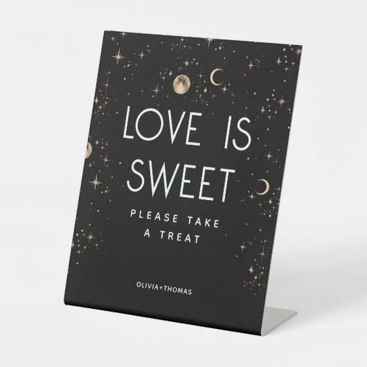 Celestial Black Love is een mooie bruiloft Reclamebord Met Voetstuk (Voorkant)